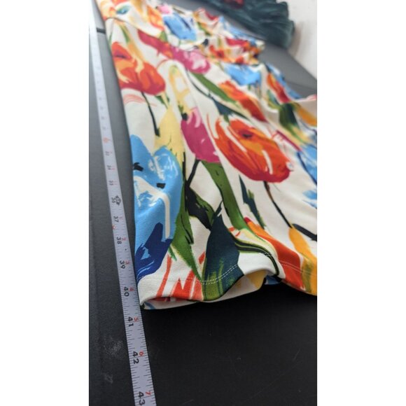 ILE New York Womens Floral Short Sleeve Midi Dress Size 16 Boho Easter Spring - Picture 6 of 9